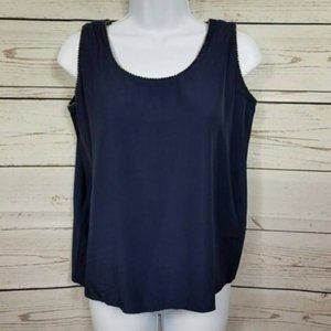 Vino De Casa Womens Blue Sleeveless Round Neck Top Blouse Size S